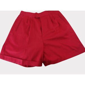 Vintage Carriage Court High Waist Red Shorts Womens Size 12 Polyester Cotton Ble